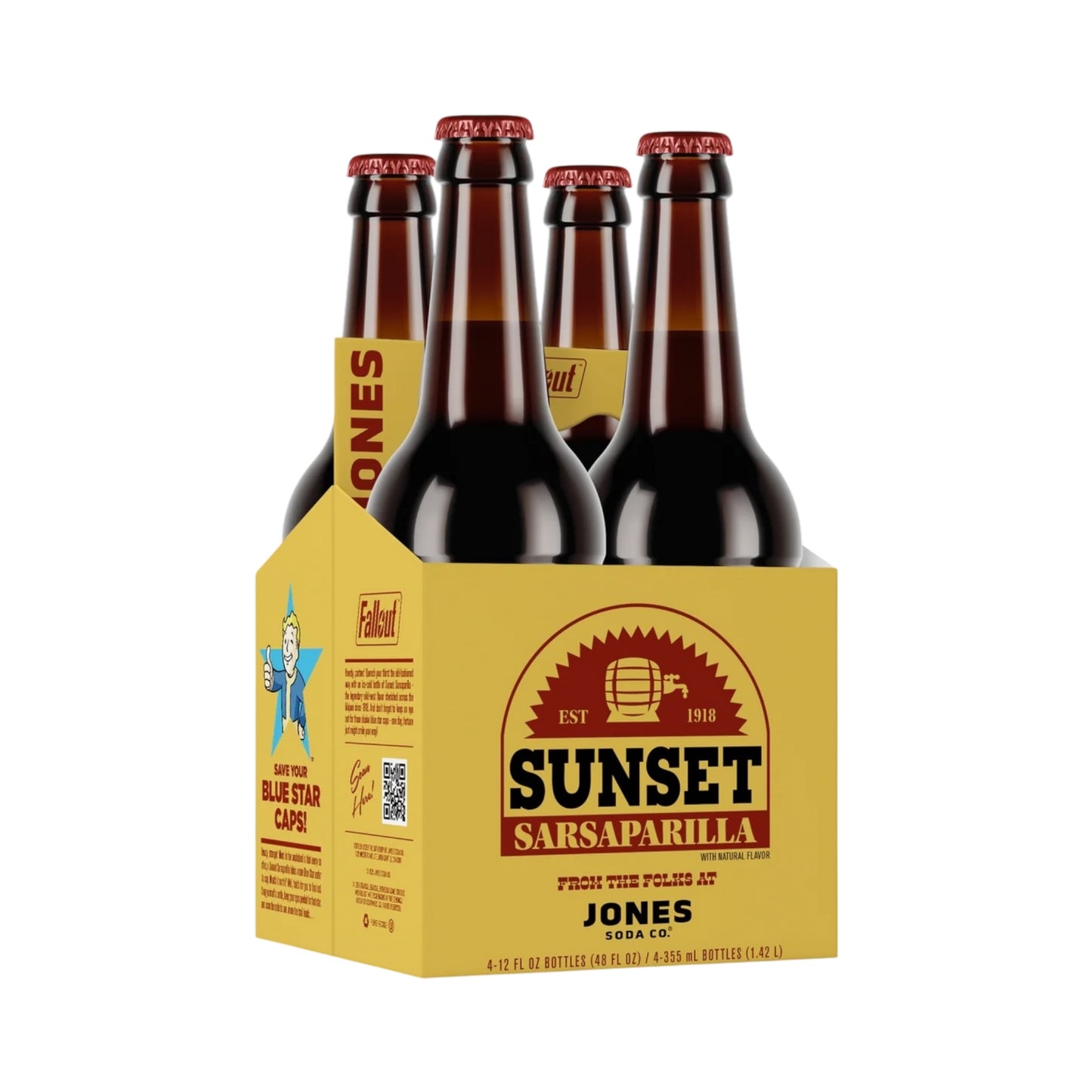 Jones Soda x FALLOUT - Sunset Sarsaparilla - 12fl.Oz (355ml) - 4 Pack