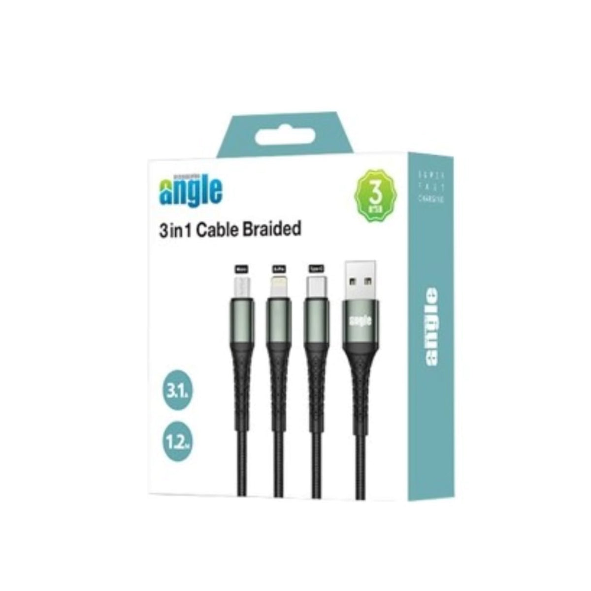 Angle 3in1 Cable Braided 3.1A