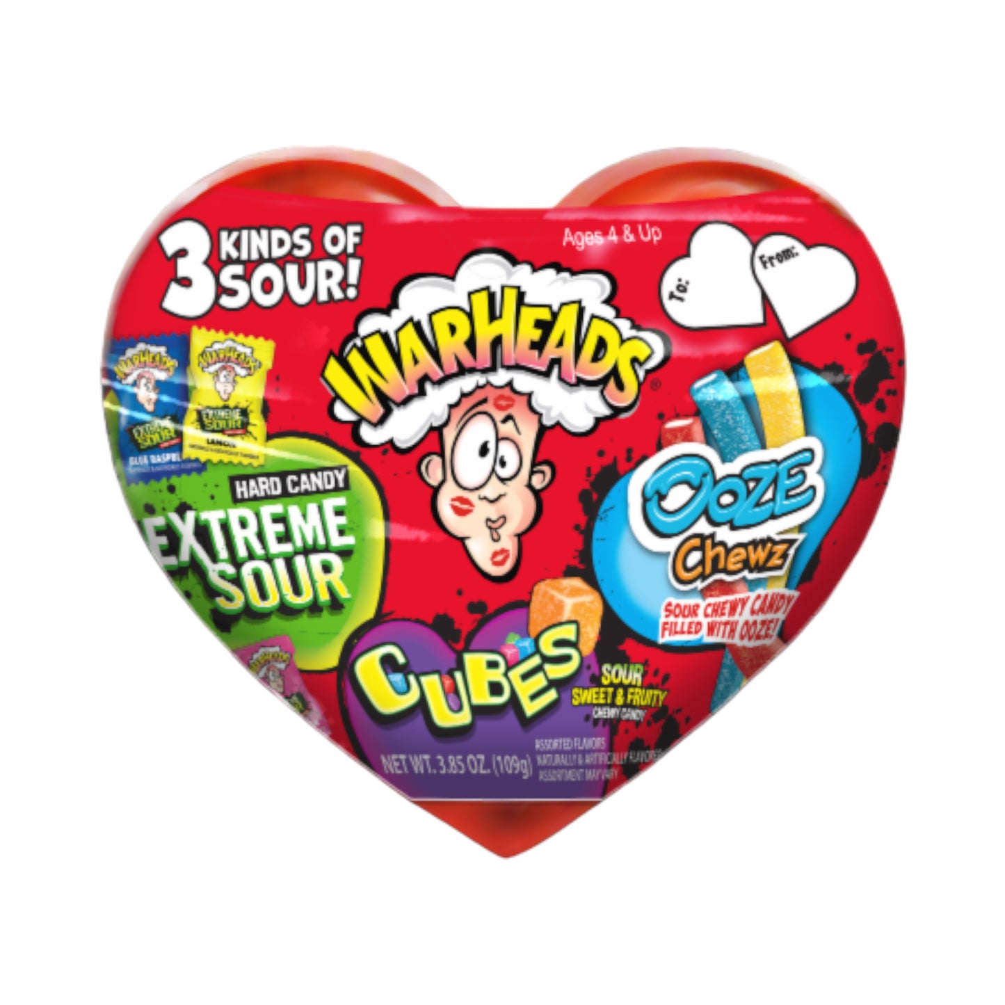 Warheads Valentine Sour Heart Scrambler - 3.85oz (109g)