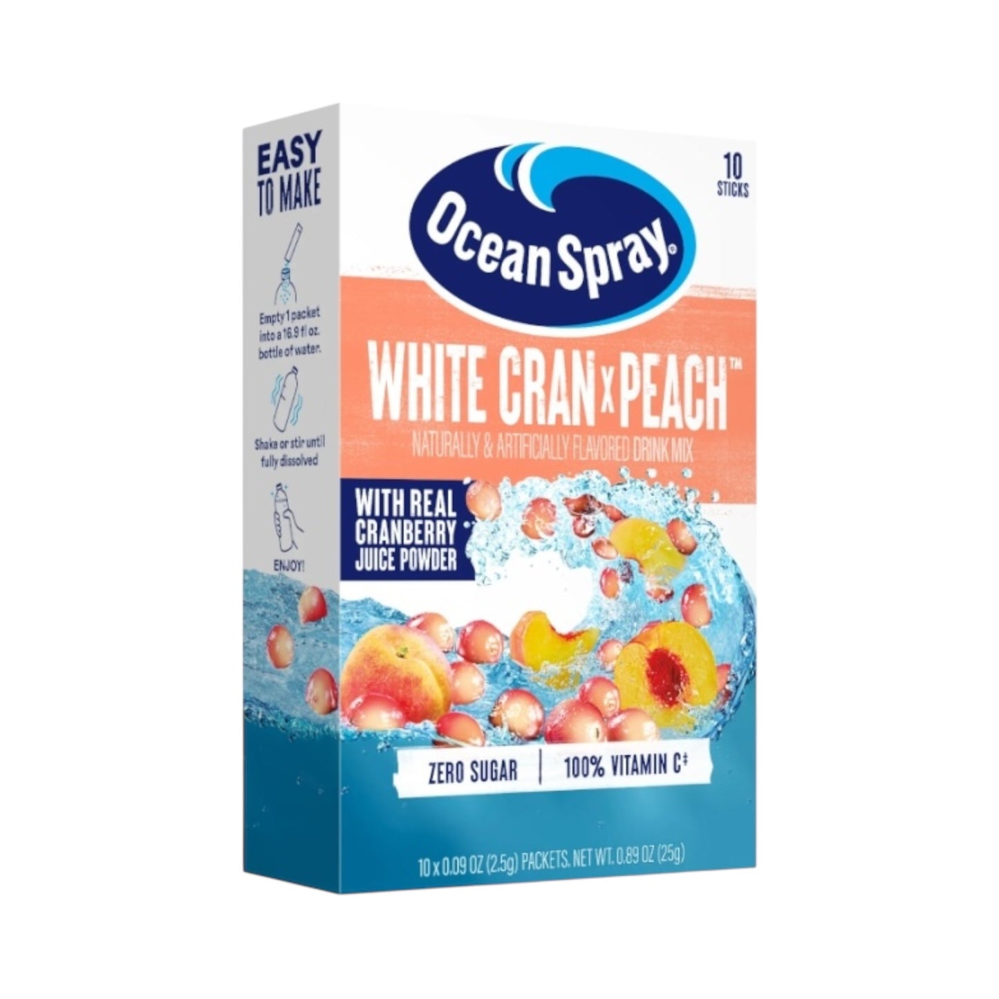 Ocean Spray Singles to Go White Cran-Peach - 0.89oz (25g)