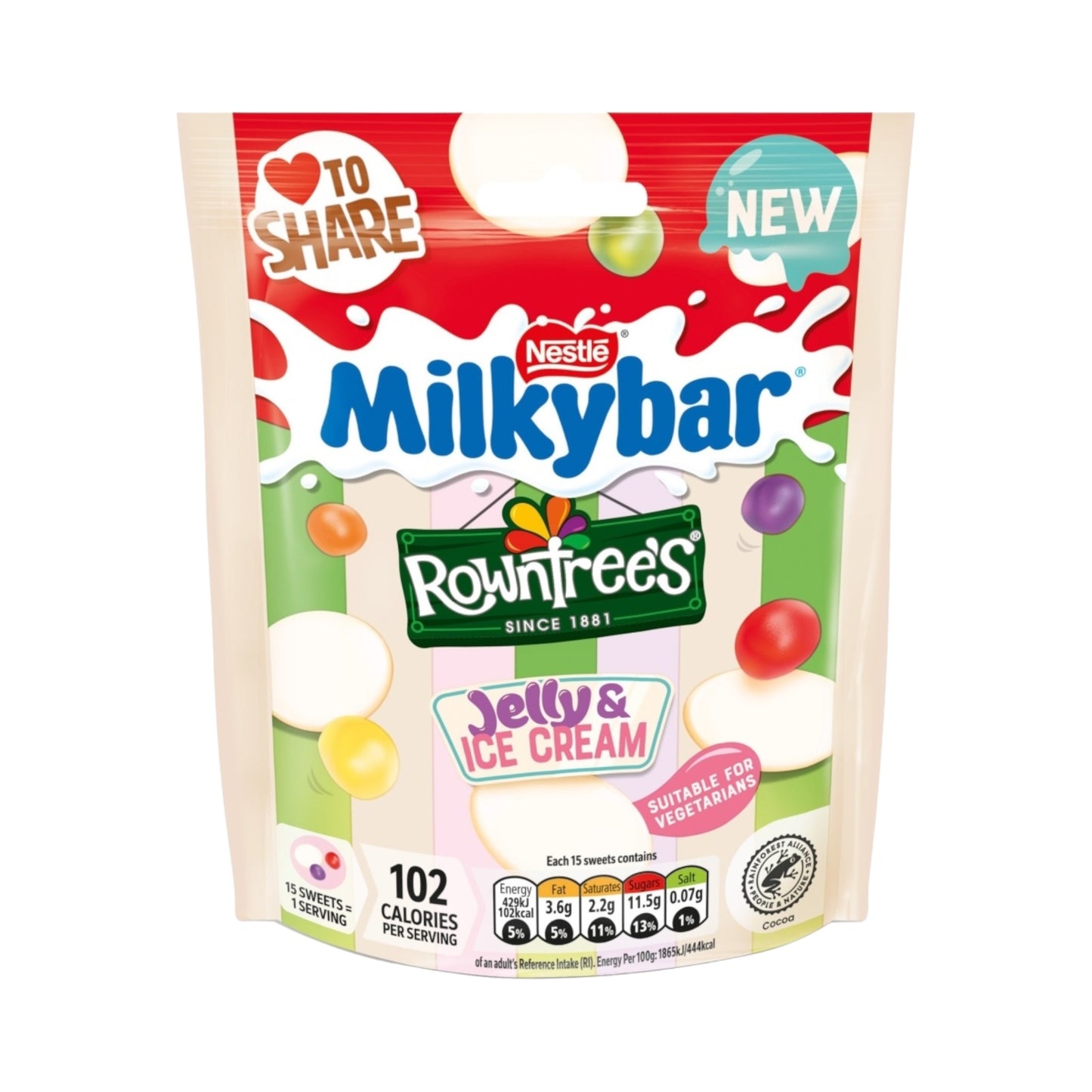 Milkybar Rowntree's Jelly & Ice Cream Share Bag - 95g