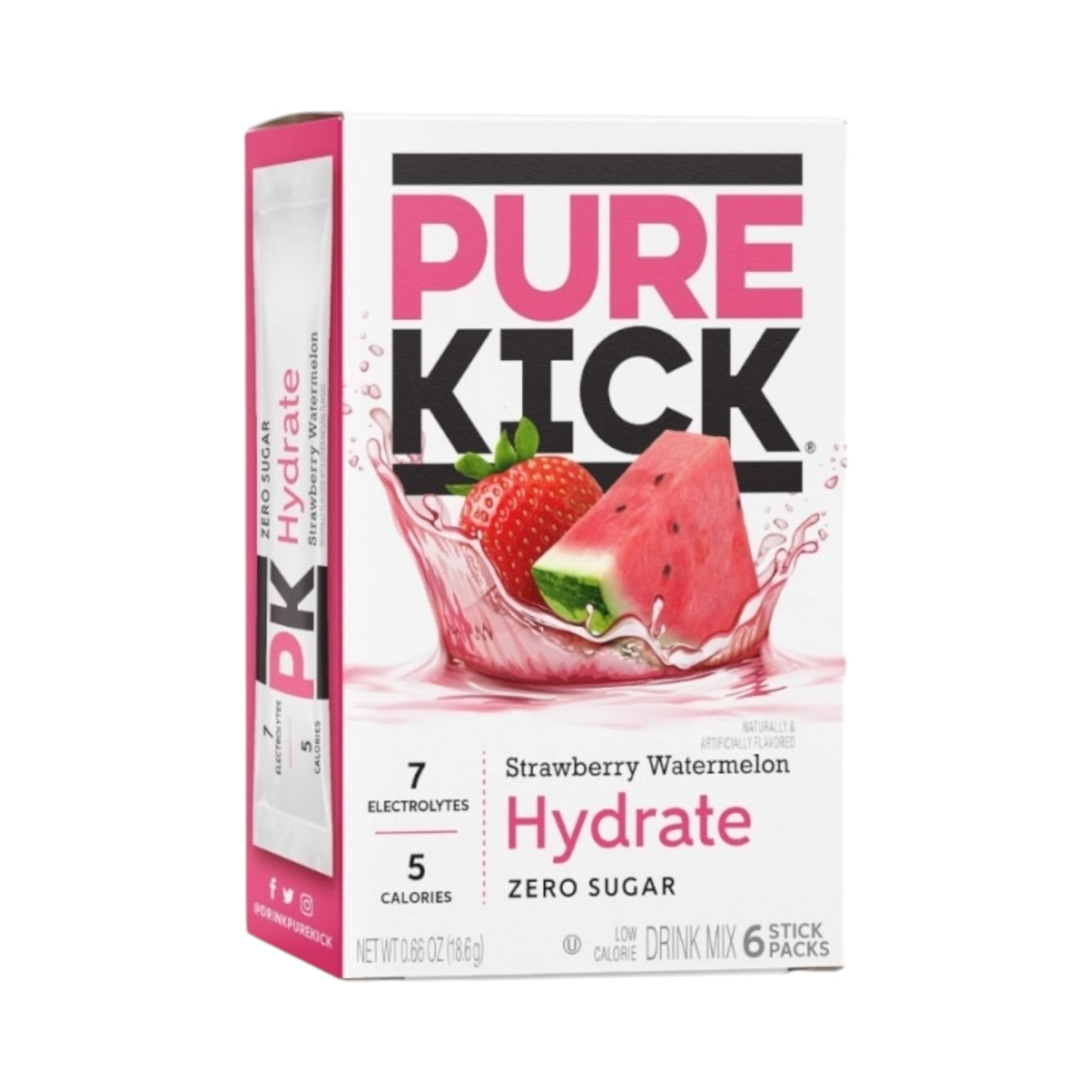 Pure Kick Hydration Drink Mix 6 pack - Strawberry Watermelon - 0.66oz (18.6g)