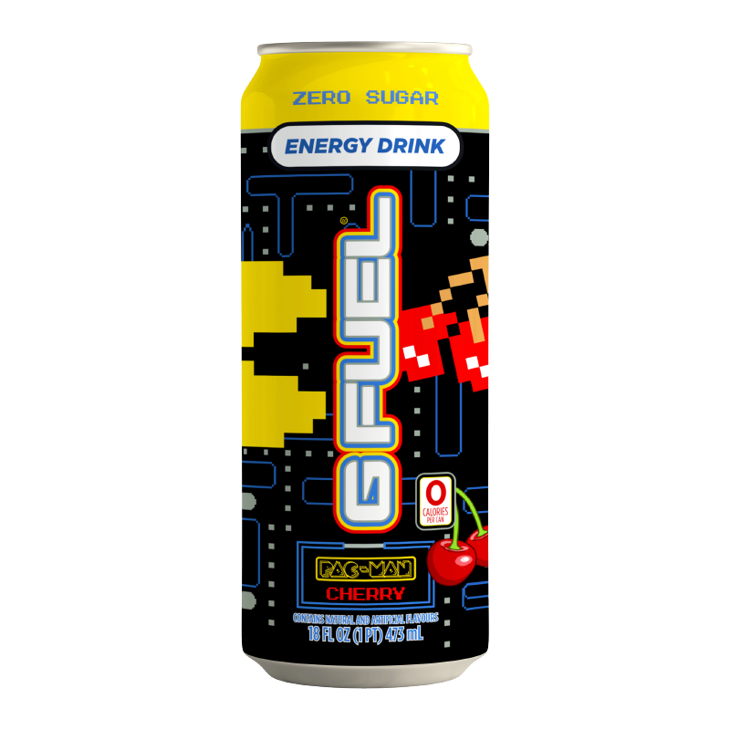 G FUEL - Pac-Man Power Pellet Cherry Lollipop Zero Sugar Energy Drink - 16fl.oz (473ml)