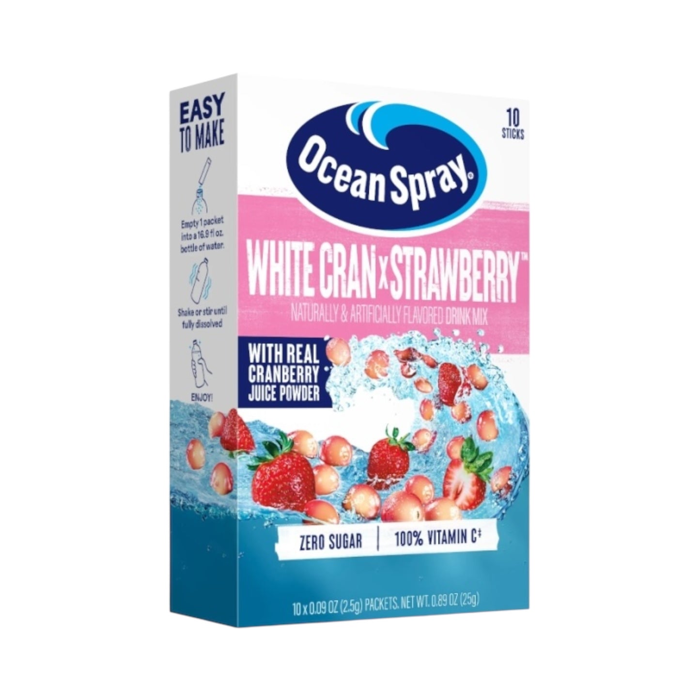 Ocean Spray Singles to Go White Cran-Strawberry - 0.89oz (25g