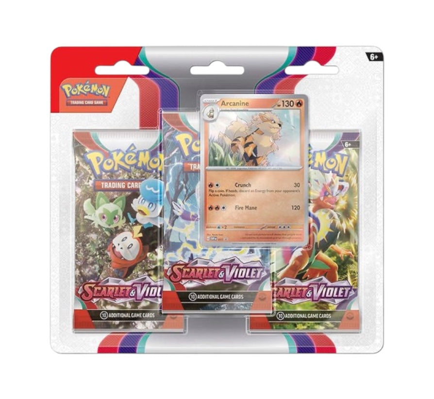 Pokemon Scarlet + Violet Triple Booster pack Blister (Arcanine) USA Bites Pokemon Scarlet + Violet Triple Booster pack Blister (Arcanine) USA Bites