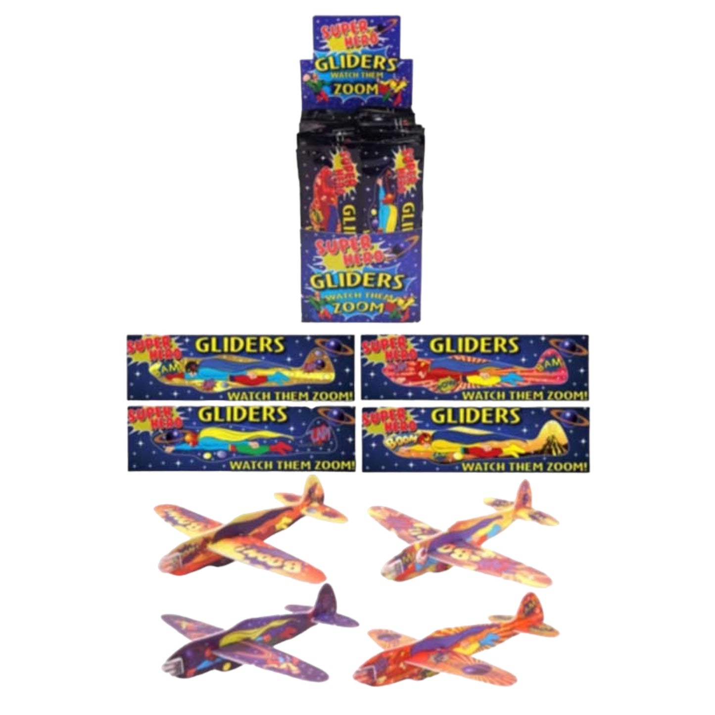 GLIDERS - SUPER HERO 17CM 4 ASSORTED DESIGNS