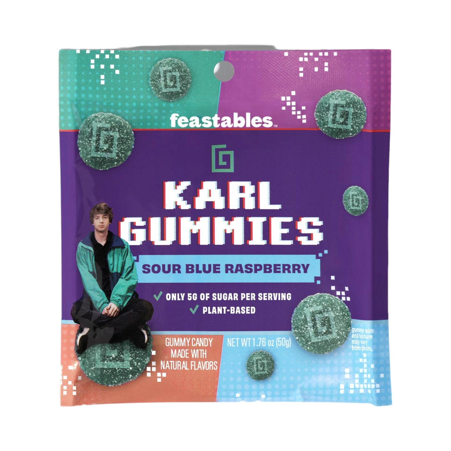 Feastables Karl Gummy Candy Sour Blue Raspberry - 1.76oz (50g)