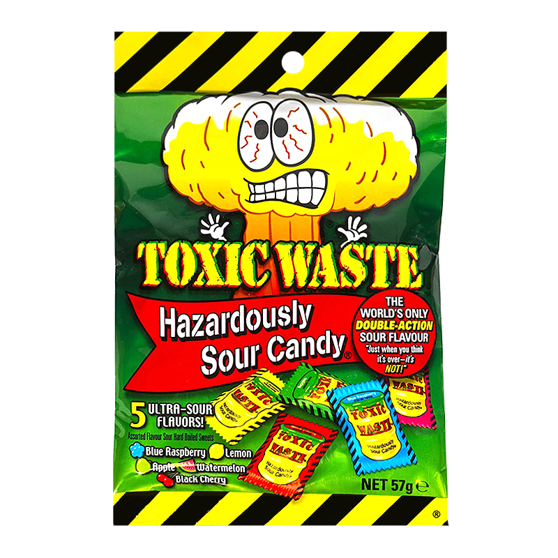 Toxic Waste Hazardously Sour Candy Peg Bag - 2oz (57g)