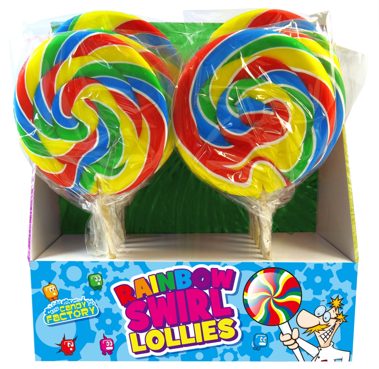 Crazy Candy Factory Rainbow Swirl Lollipops - 55g