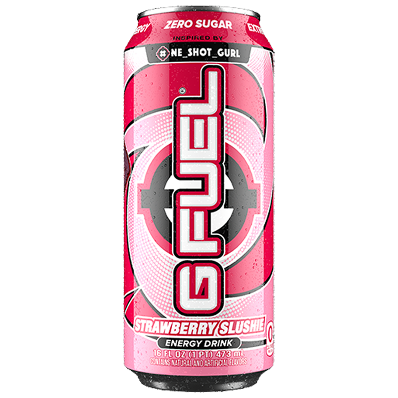 G FUEL - ONE_shot_GURL Strawberry Slushie Zero Sugar Energy Drink - 16fl.oz (473ml)