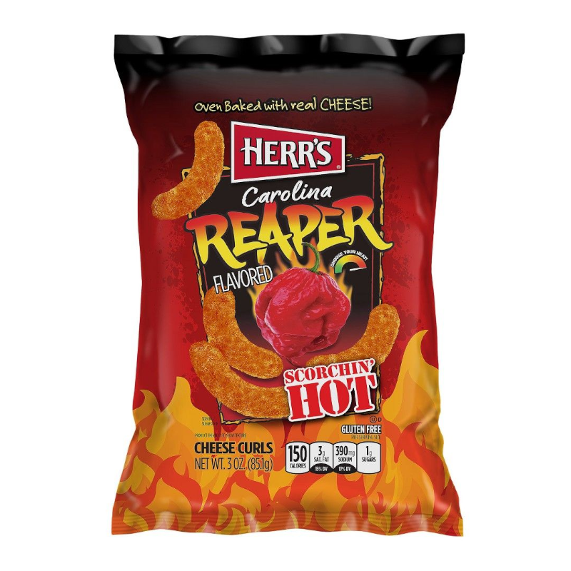 Herr's Carolina Reaper Flavoured Cheese Curls - 3oz (85g)