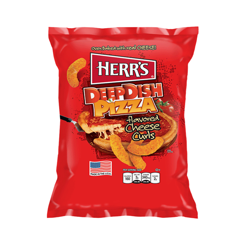 Herr's Cheese Curls - Deep Dish Pizza Flavour Puffs - 1oz (28g)