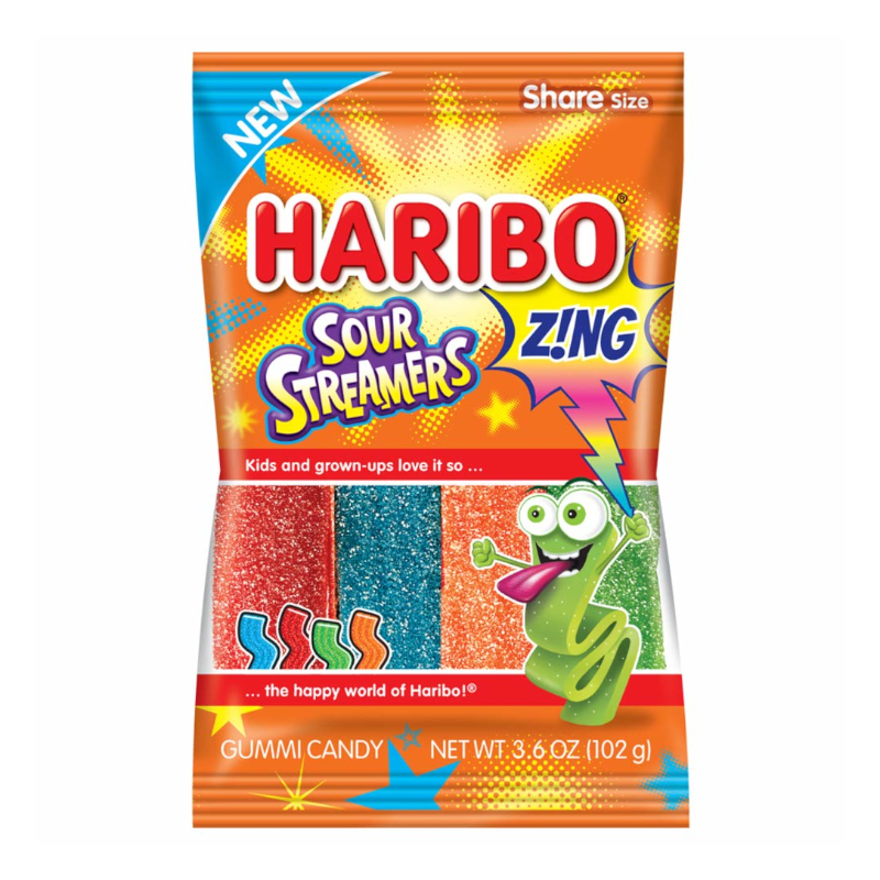 Haribo Sour Streamers Peg Bag - 3.6oz (102g)