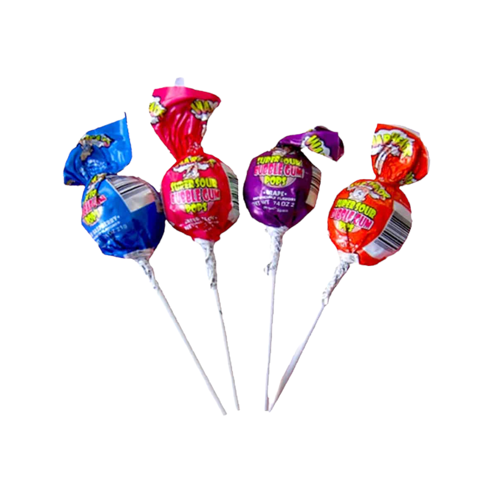 Warheads Super Sour Bubble Gum Pops - 19g