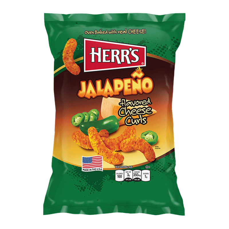 Herr's Cheese Curls - Jalapeno Flavour Puffs - 1oz (28g)