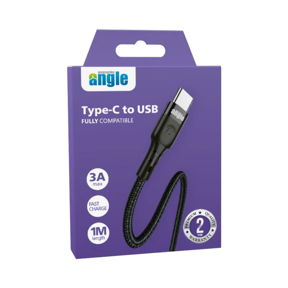 Angle Type C To USB Braided 3A