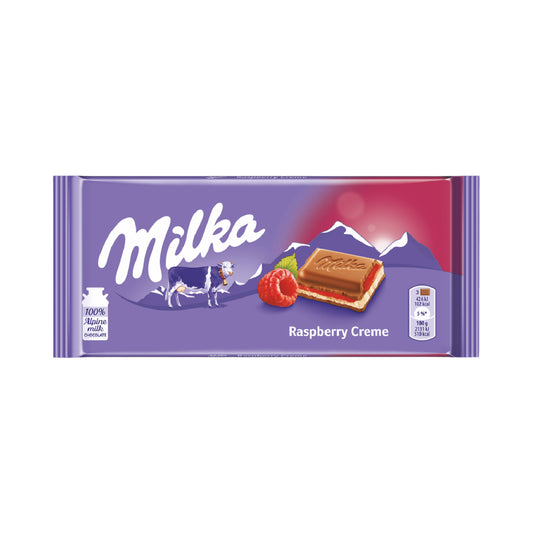 Milka Raspberry Milk Chocolate Bar  - 100g
