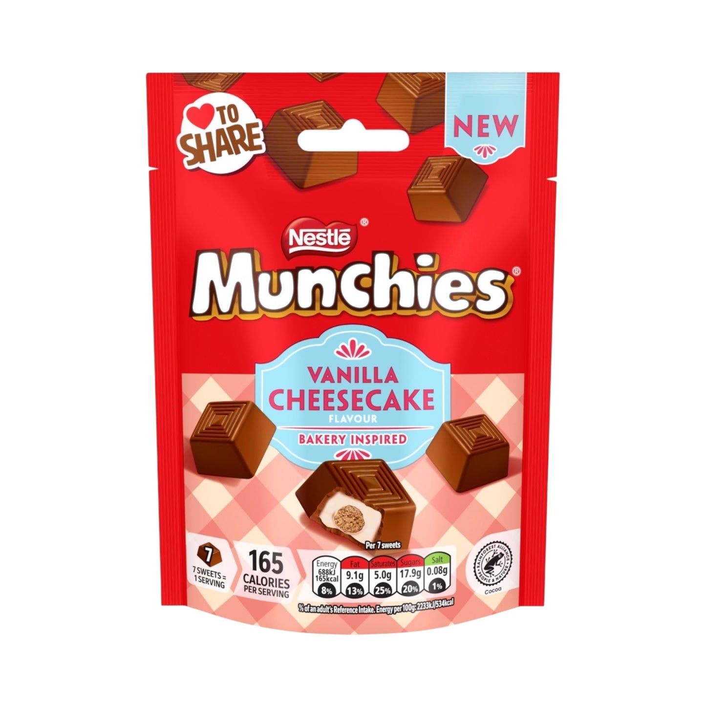 Munchies Vanilla Cheesecake Flavour Chocolate Sharing Bag - 97g