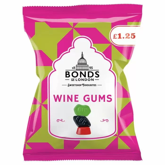 x 1 Pack Bonds Wine Gums Bags 120g PMP