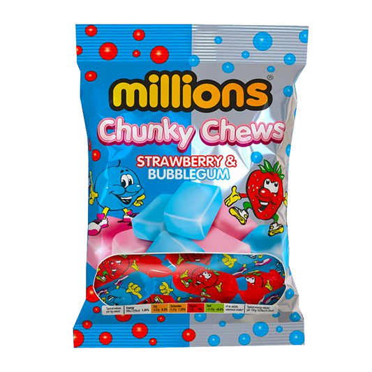 Millions Chunky Chews Strawberry & Bubblegum - 150g