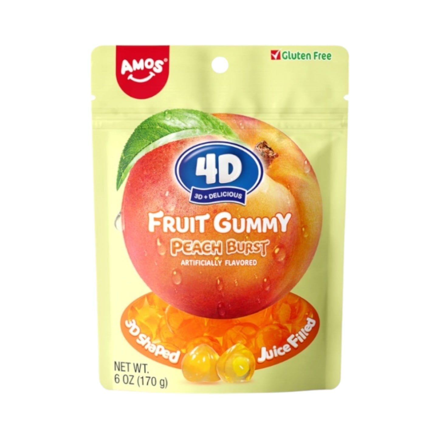 Amos 4D Fruit Gummy Peach Burst - 6oz (170g)