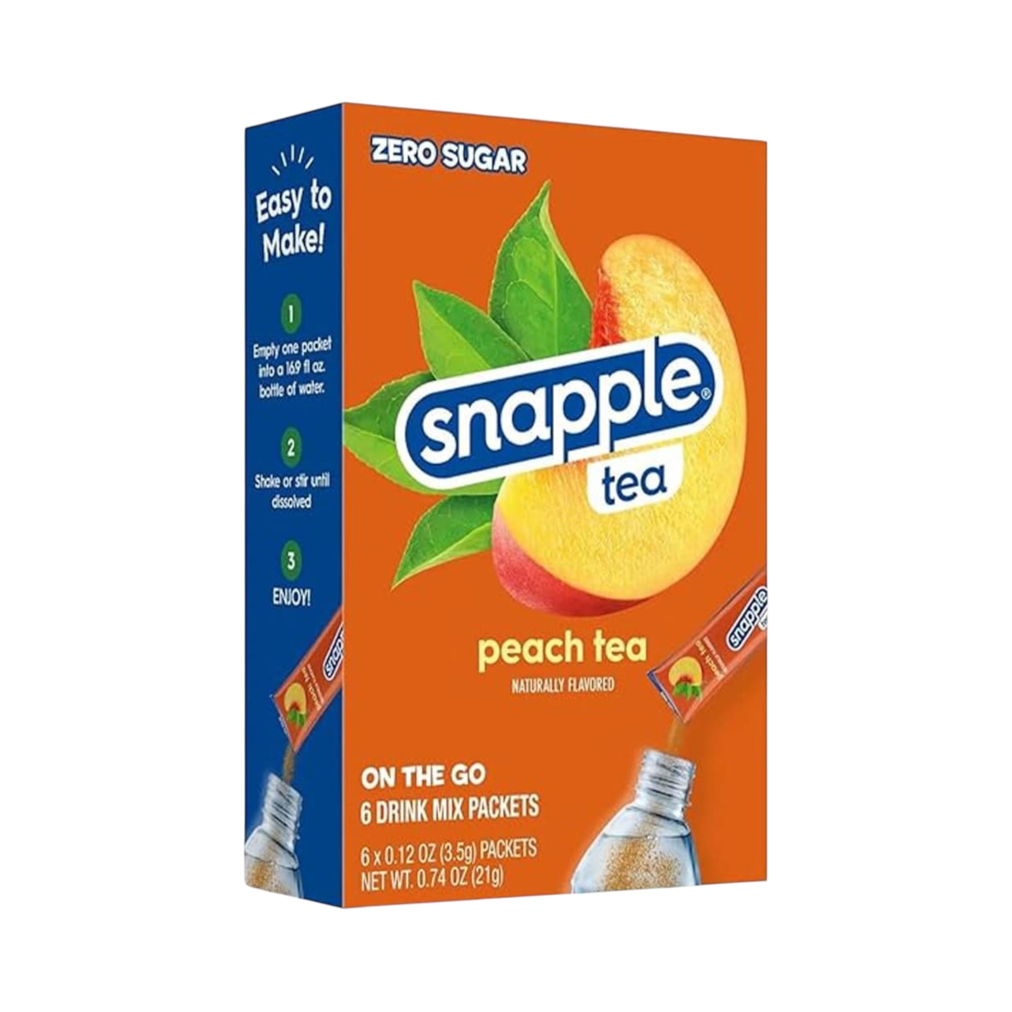 Snapple Singles To Go! Peach Tea 6-Pack - 0.74oz (21g) – USA Bites