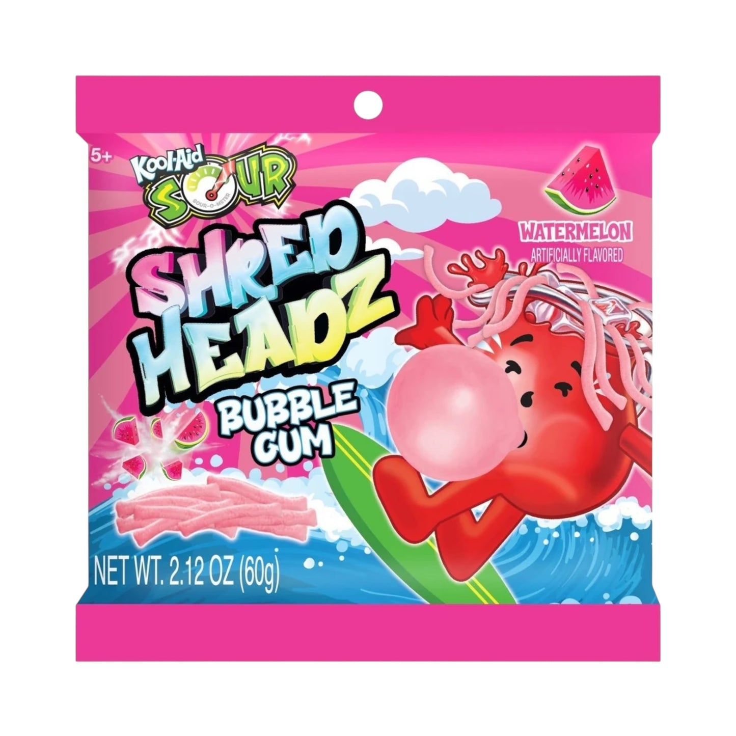 Kool-Aid Sour Shred Headz Watermelon Bubblegum - 2.12oz (60g)