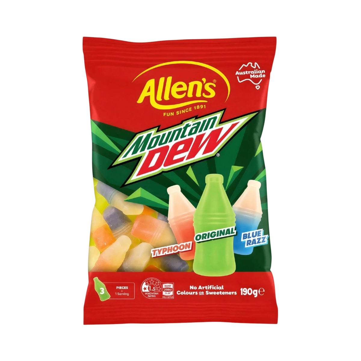 Allen’s Mountain Dew Bottles - 190g [Australian]