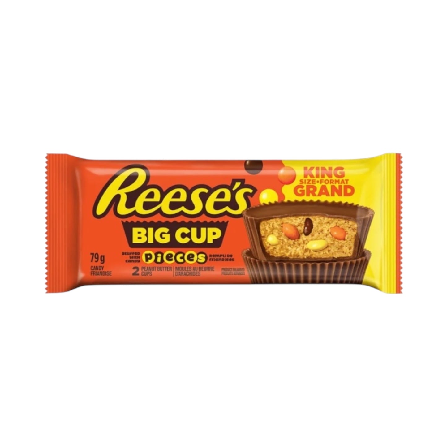 Reese's Pieces Big Cup Peanut Butter Cups King Size - 79g [Canadian]