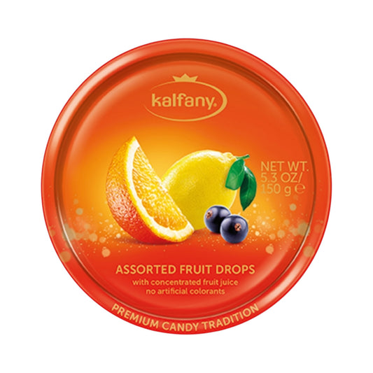 Kalfany Assorted Fruit Drops Tin - 150g
