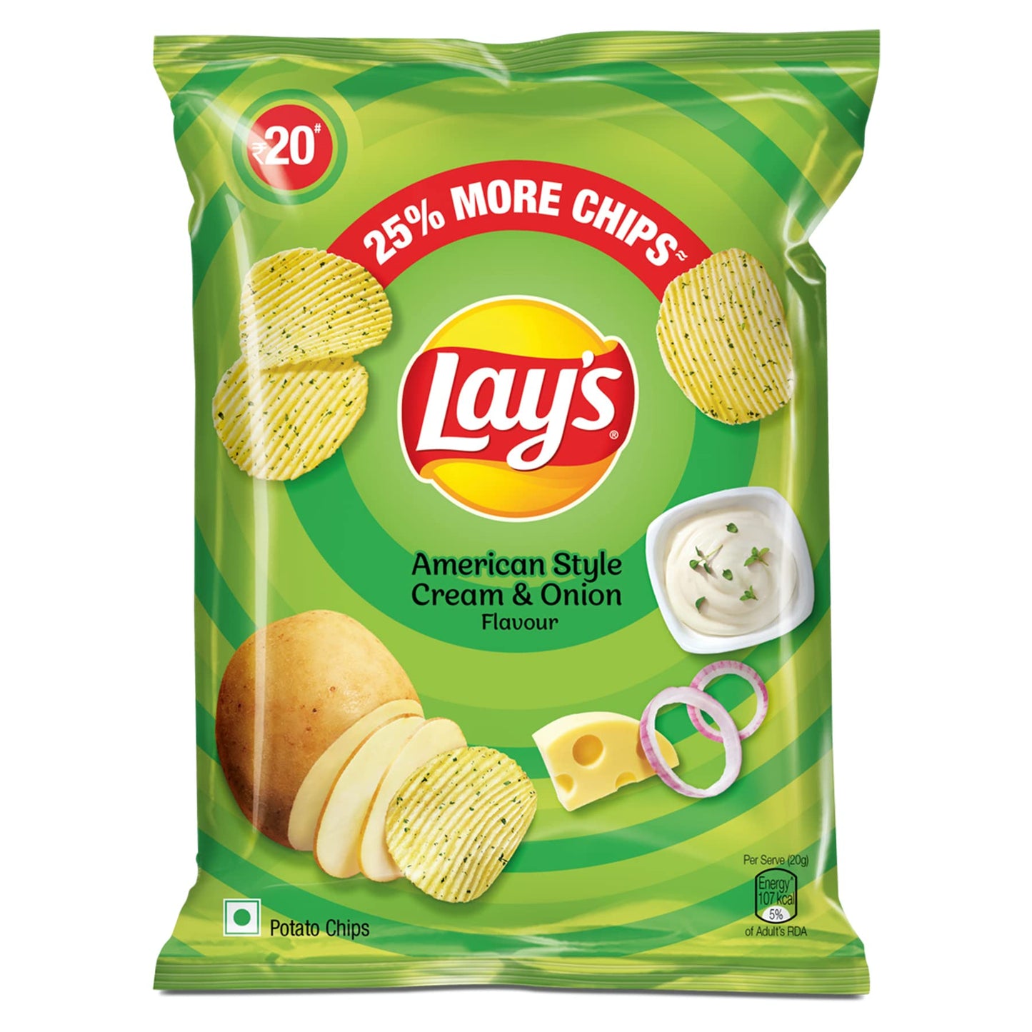 Lay's American Style Cream & Onion Flavour Chips - 50g