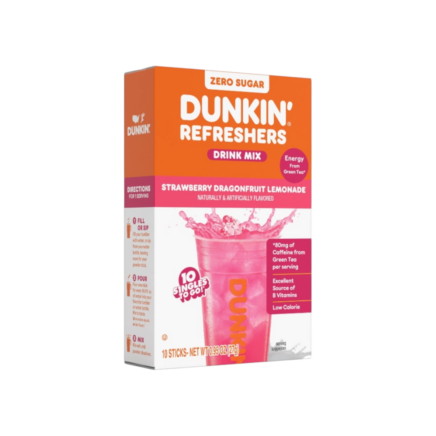 Dunkin' Refreshers Singles To Go Strawberry Dragonfruit Lemonade 10pk - 0.95oz (27g)
