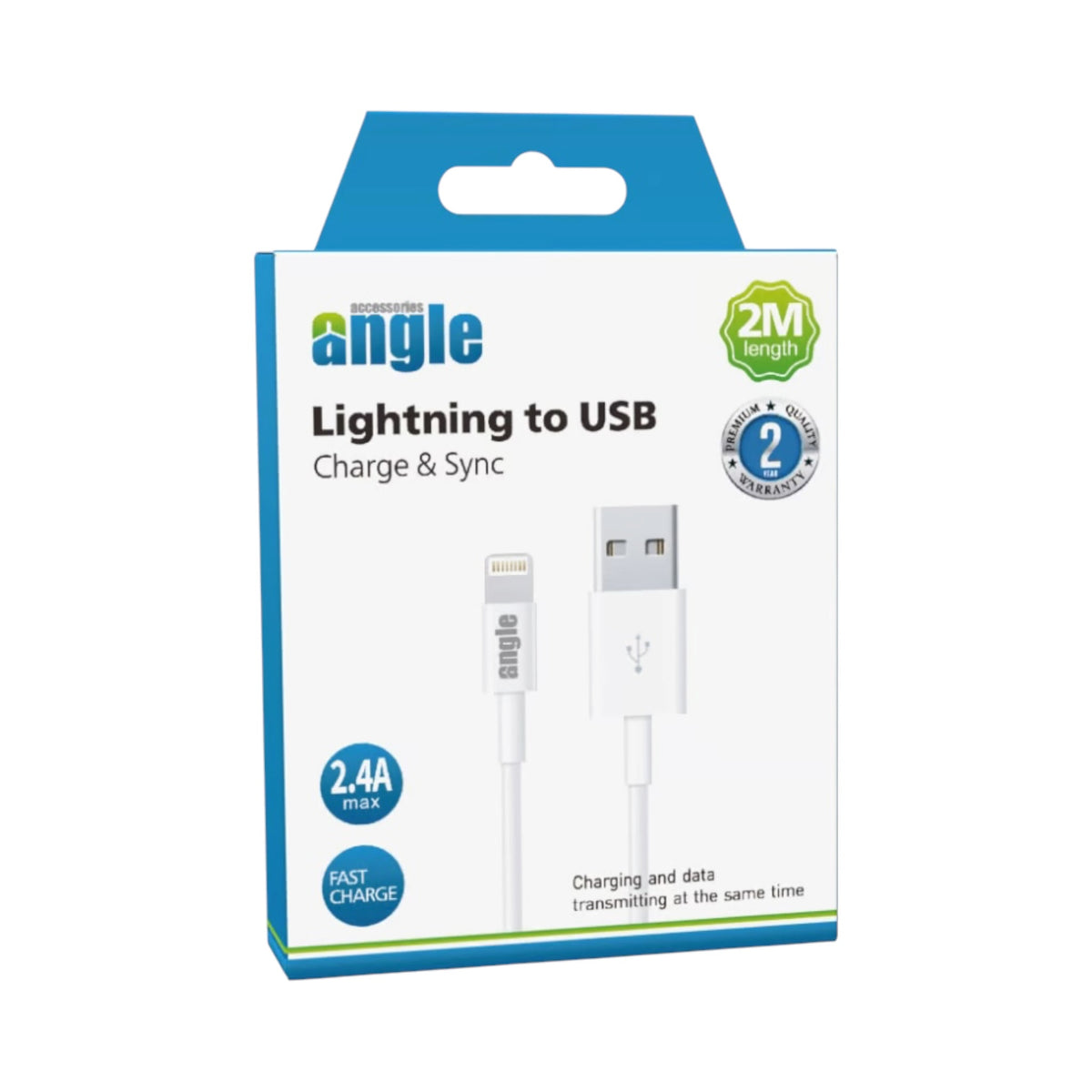 Angle 2-Metre Lightning To USB 2.4A