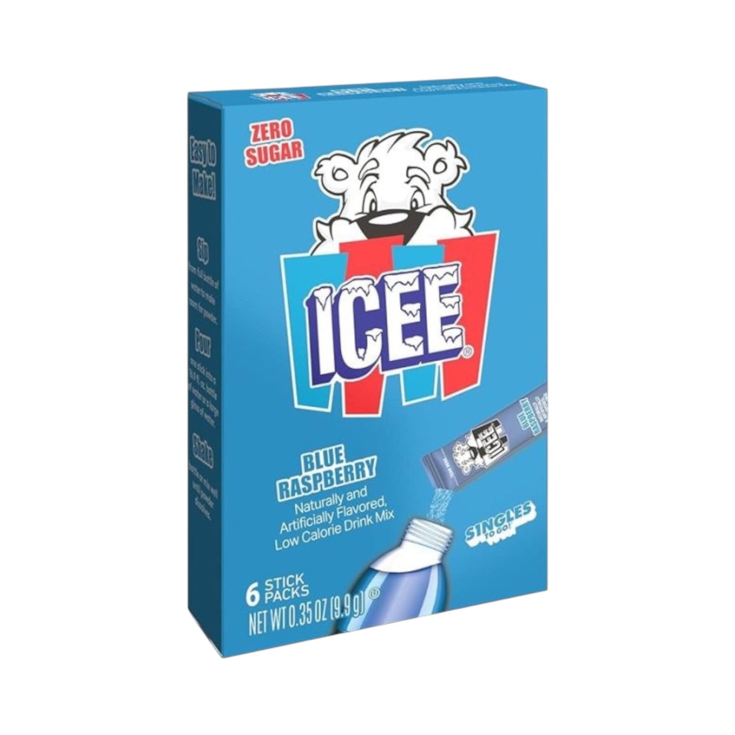 Icee Singles To Go Blue Raspberry Drink Mix - 0.35oz (9.9g)