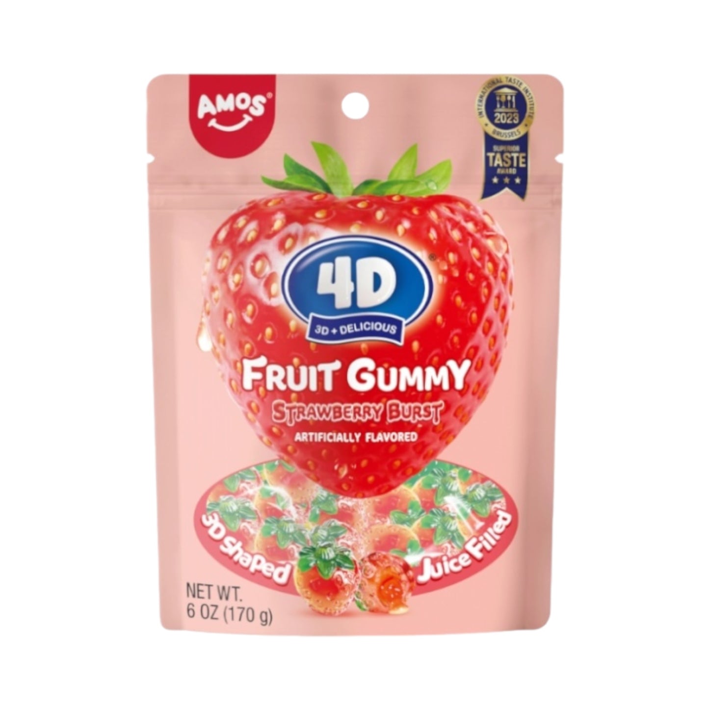 Amos 4D Fruit Gummy Strawberry Burst - 6oz (170g)