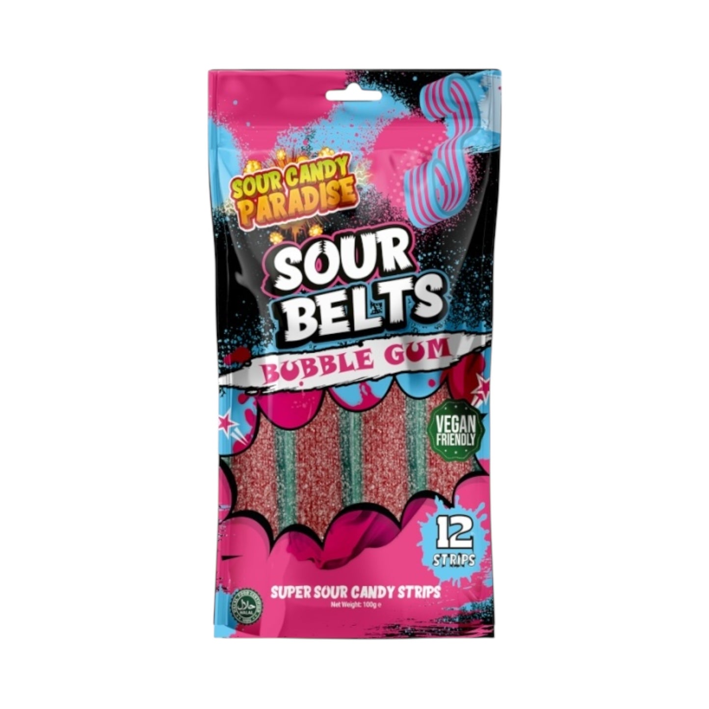 Sour Belts Bubble Gum - 100g