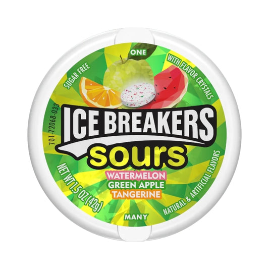 Ice Breakers Sours Watermelon, Green Apple, And Tangerine - 1.5oz (42g)