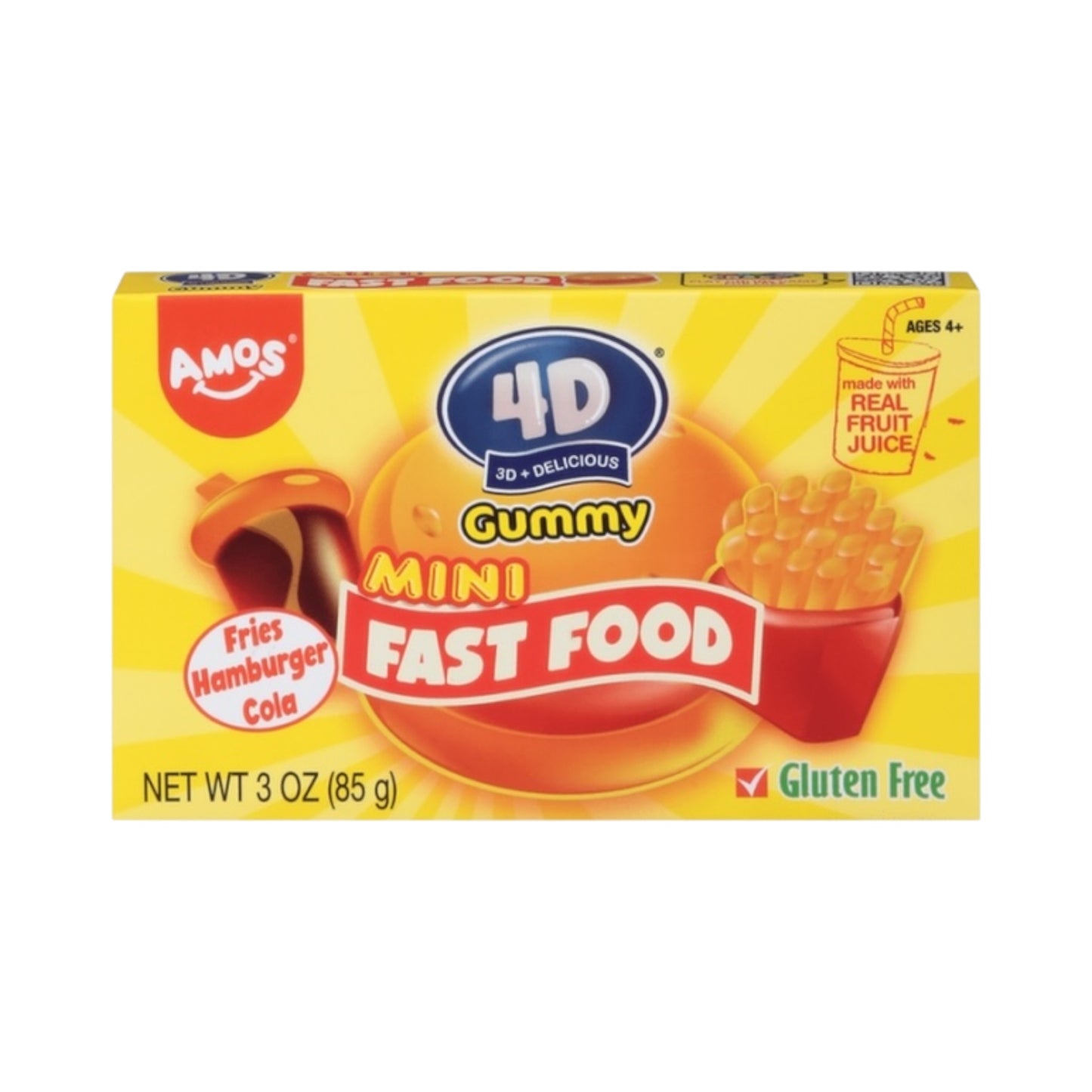 Amos 4d Fruit Gummy Mini Fast Food - 3.53oz (100g) - Theater Box