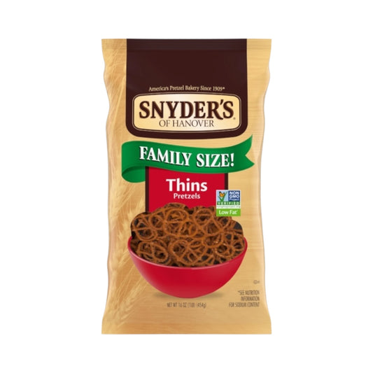 Snyder's Pretzel Thins FAMILY SIZE - 16oz (454g)