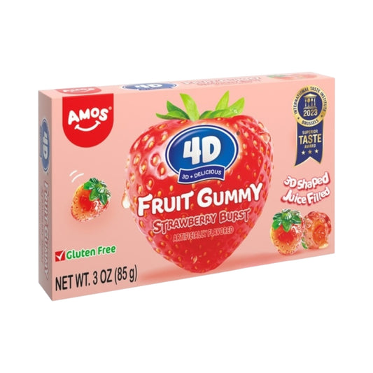 Amos 4d Fruit Gummy Strawberry Burst - 3oz (85g) - Theater Box