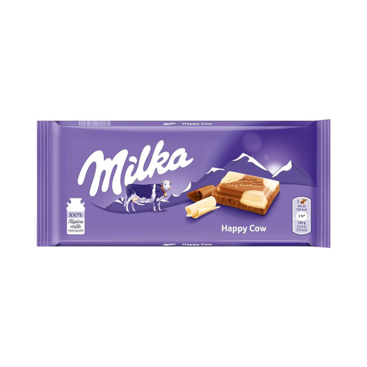Milka Happy Cows Milk & White Chocolate Bar - 100G