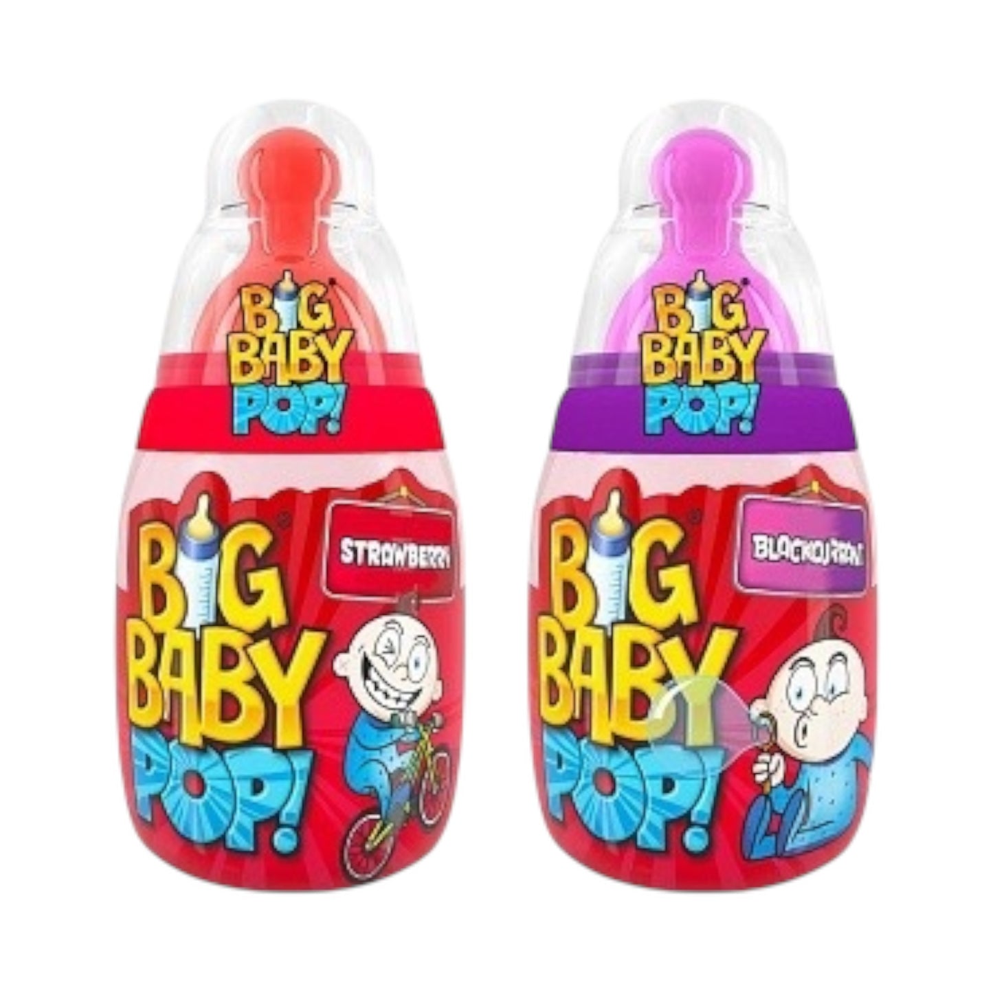 Bazooka Big Baby Pop Strawberry or Blackcurrant - 32g
