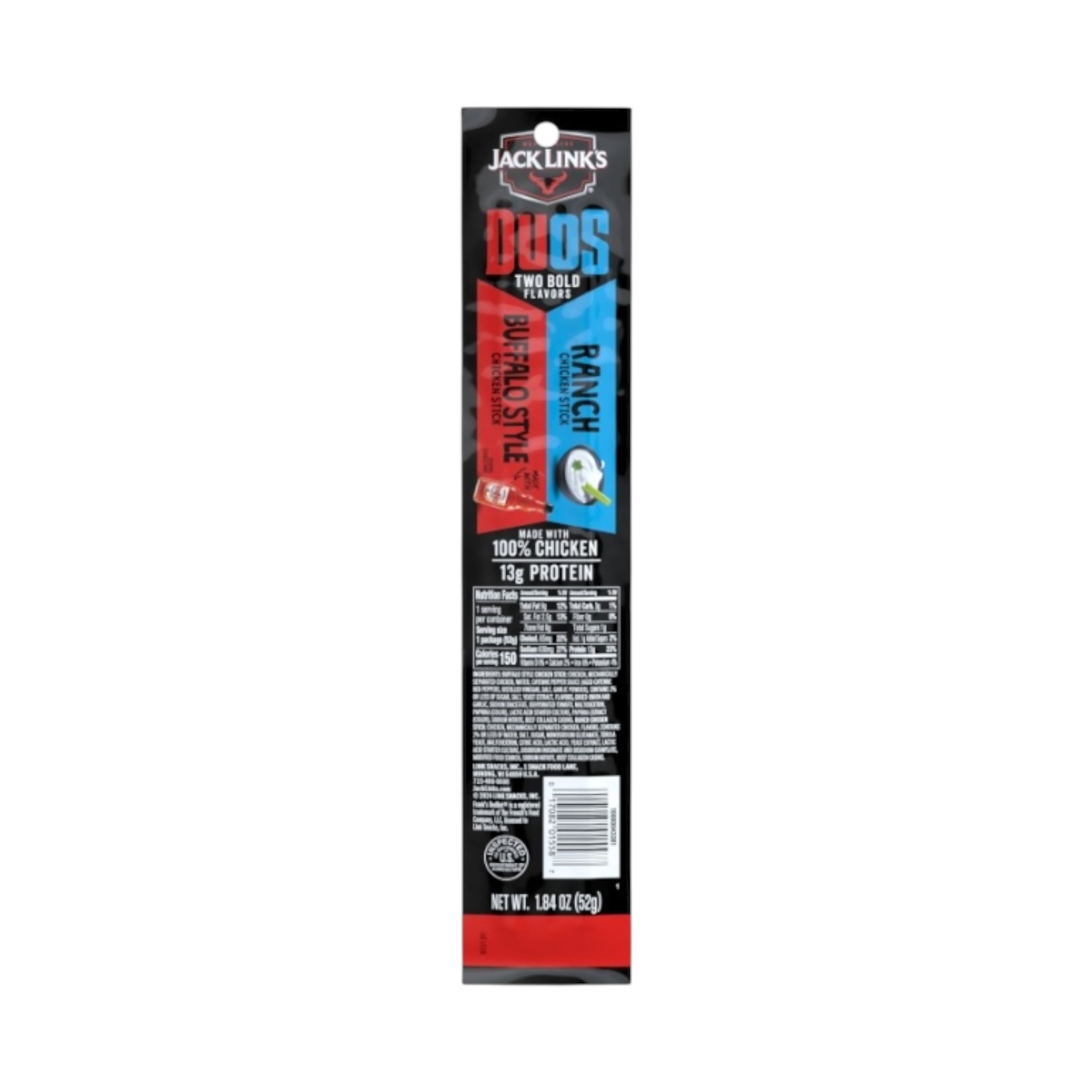 Jack Link's Duos Frank's RedHot Buffalo+Ranch Chicken Sticks - 1.84oz ...