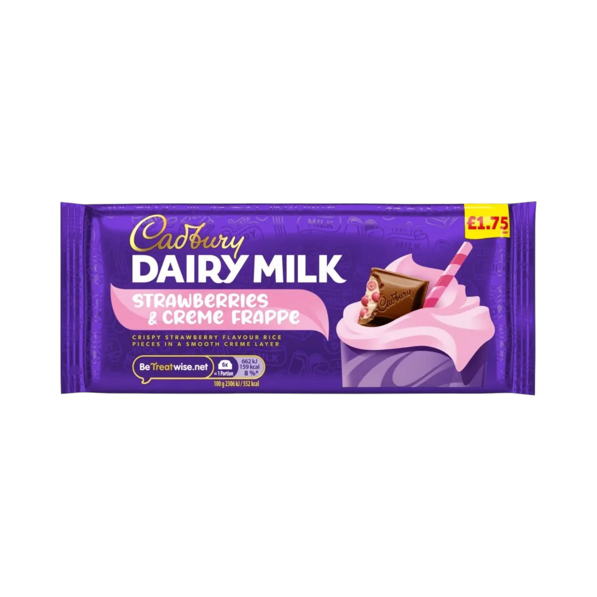 Cadbury Dairy Milk Strawberries & Creme Frappe Chocolate Bar 115g (PMP £1.75)