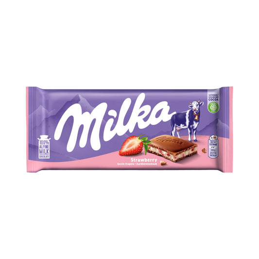 Milka Strawberry Milk Chocolate Bar 100g