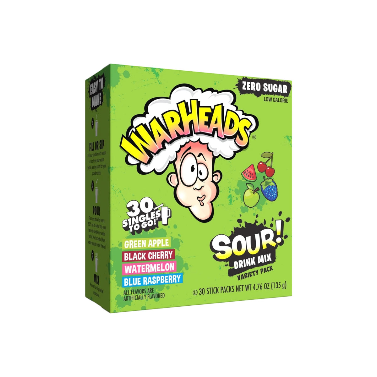 Warheads Variety Pack Singles to Go Drink Mix 30ct - 4.76oz (135g)