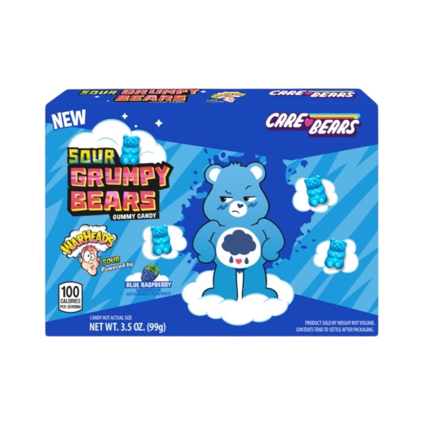 Warheads Care Bears - Sour Grumpy Bears - 3.5oz (99g) - Theatre Box