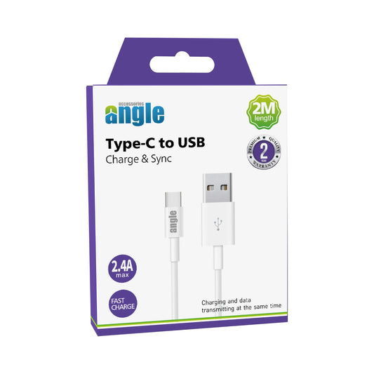 Angle 2-Metre Type C To USB 2.4A