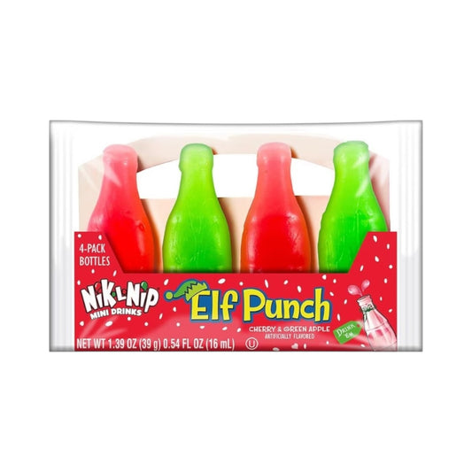 Nik-L-Nip Elf Punch Wax Bottles 4-Pack - 1.39oz (39g)