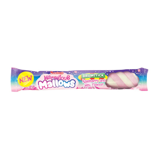 Swizzels Marvellous Mallows Raspberry And Milk Drumstick Flavour Marshmallow - 18g